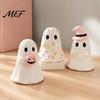 Fun Halloween Desk Accessories Ghost Figurine, Resin Spooky Cute Statue, Funny Creepy Collectible Art Figurines Tabletop Ornament for Home Shelf