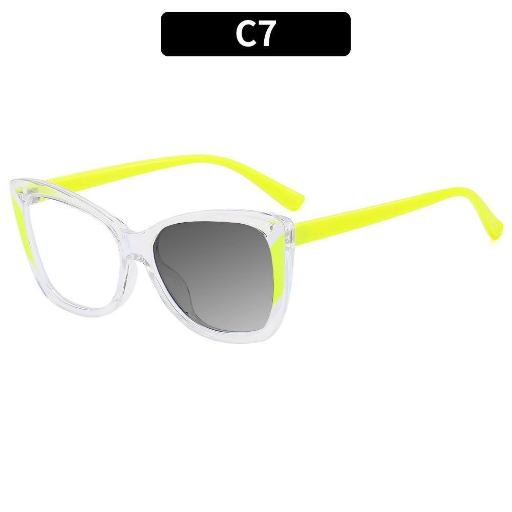 Neues Design Transparenter quadratischer Rahmen Photochromie Lesebrille Damen Blaulichtfilter Weitsicht Rezeptbrille 0~+600