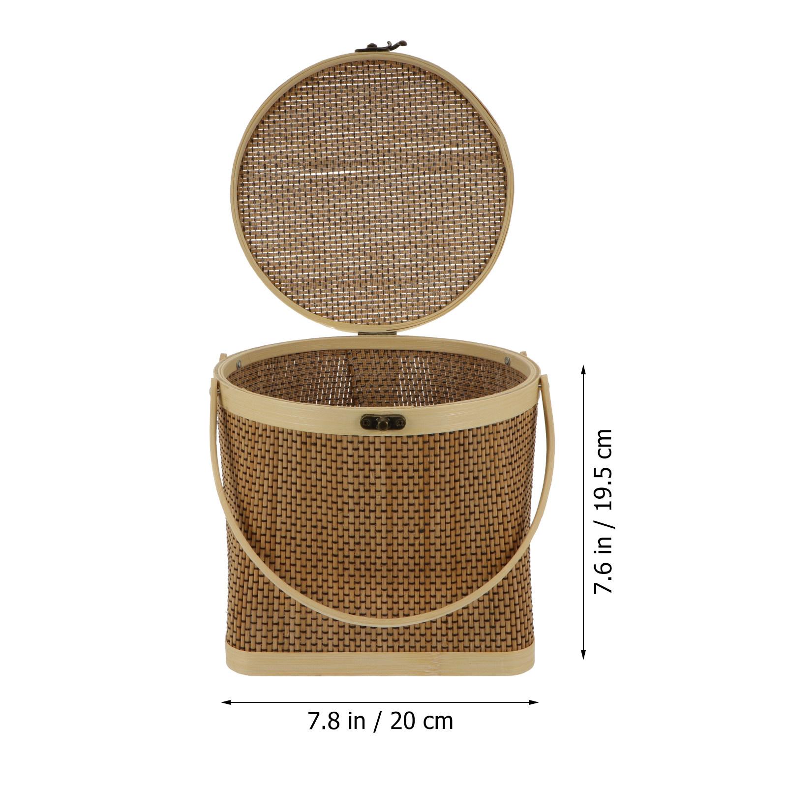 

1Pcs Bamboo Storage Basket Exquisite Woven Design Portable Multipurpose Basket for Gift Fruit Egg Outdoor Picnic Use
