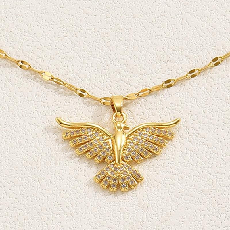 ins light luxury temperament necklace female inlaid zircon phoenix sweet collarbone chain niche high-end chain hot sale