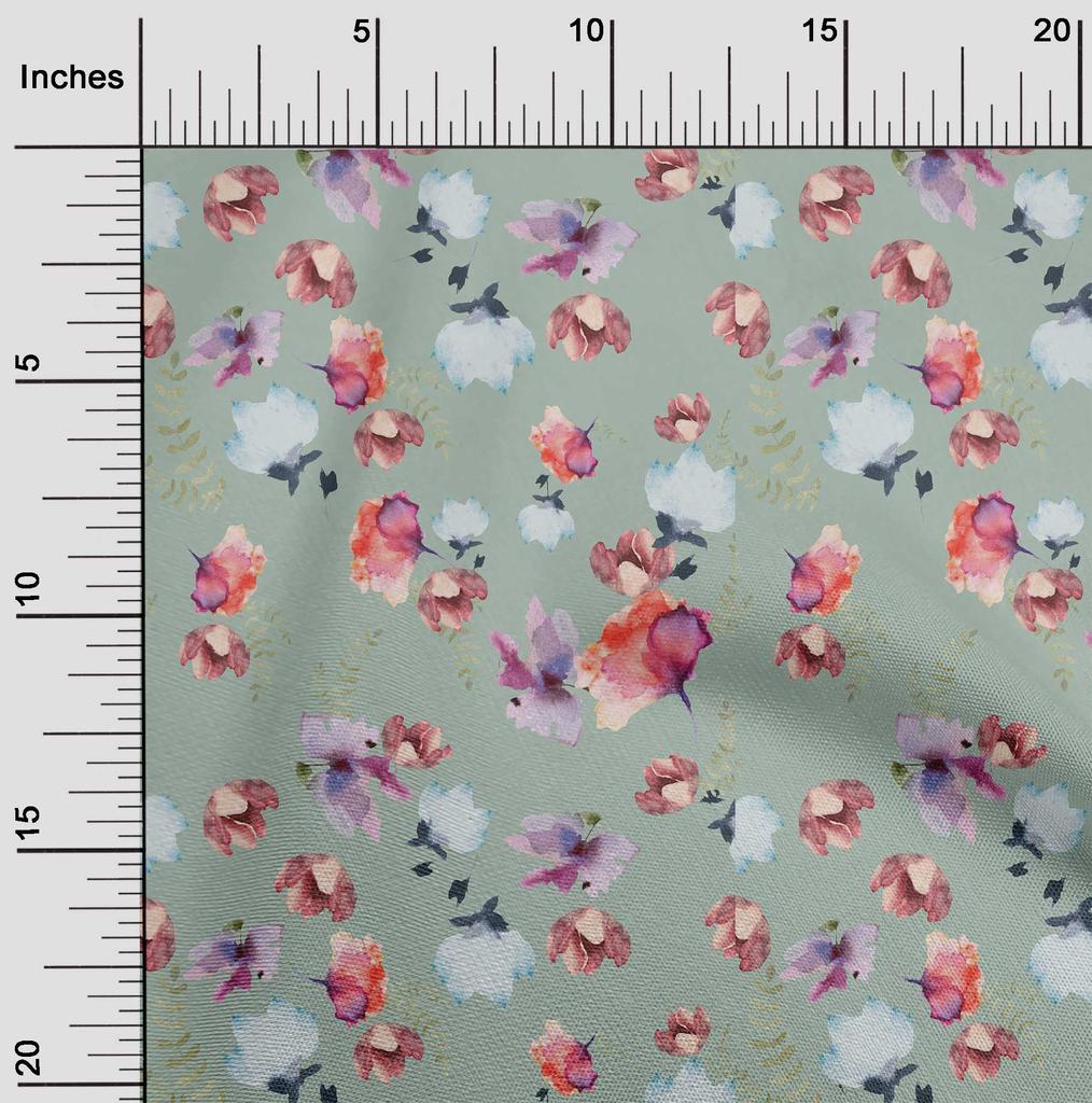 oneOone Bavlněný Flex Krémový Látka Květiny & Listy Akvarel DIY Oblečení Prošívaná Látka Potisk Látka Na Metráž 40 Palců