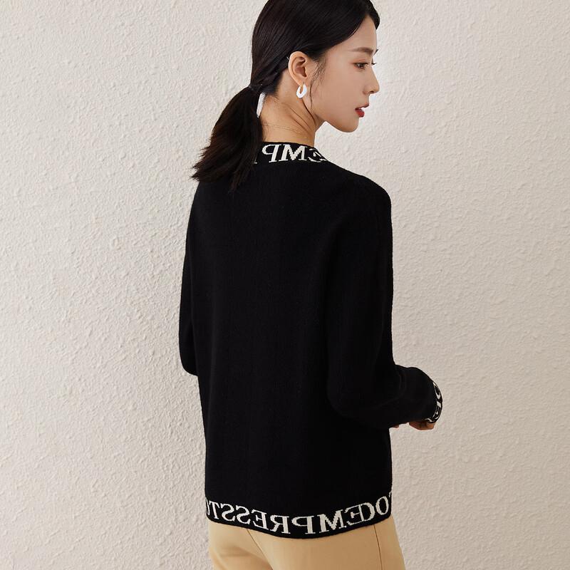 TUHUANG Women's Pure Wool Jacquard Knit Sweater