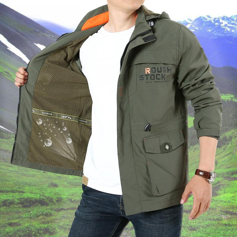 Spring and Autumn Outdoor Casual Jacket Middle-aged Jacket Large Size Medium and Long Waterproof Breathable Jacket