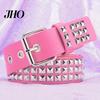 Cintura Decorata con Borchie Quadrate Stile Punk Borchie Regolabili Fascia Vita Rock Accessori Scena Gotica per Donne Ragazze Edgy