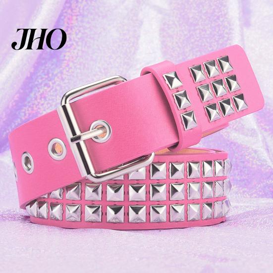 Cintura Decorata con Borchie Quadrate Stile Punk Borchie Regolabili Fascia Vita Rock Accessori Scena Gotica per Donne Ragazze Edgy