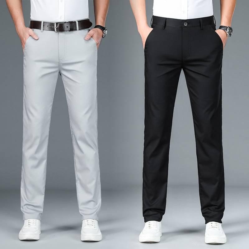 Men's Bamboo Fiber Ice Silk Casual Straight Pants