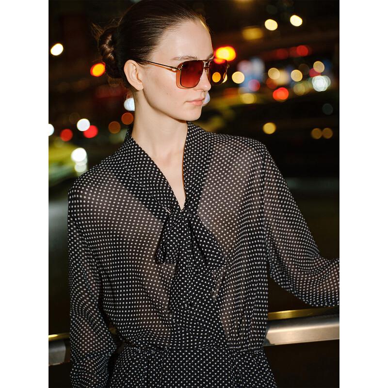 

Giovani Valentino Polka Dot Sheer Long Sleeve Dress L