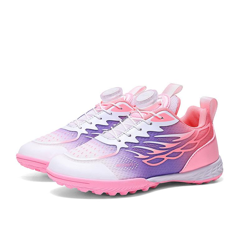 Children'S Football Shoes Swivel Buckle Leather Feet Boys Girls Tf Broken Nails Artificial Turf Youth Student Training Shoes