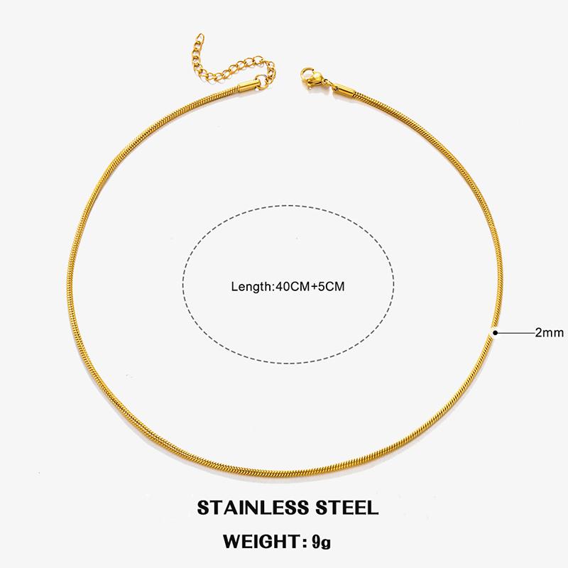 Classic Stainless Steel Round Snake Chain Choker Necklace For Women 0.9mm-2.0mm Gold Silver Color Daily Fashion Female Jewelry