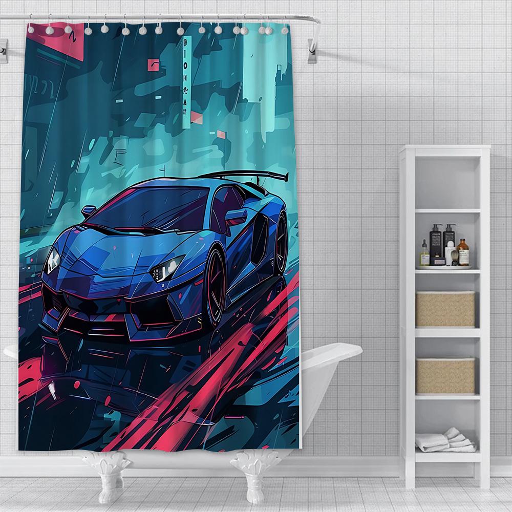 Shower Luxury Sports Car Logo Curtain Waterproof Polyester Fabric Paint Colorful Bath Curtains Home Bathroom Decor With Hook