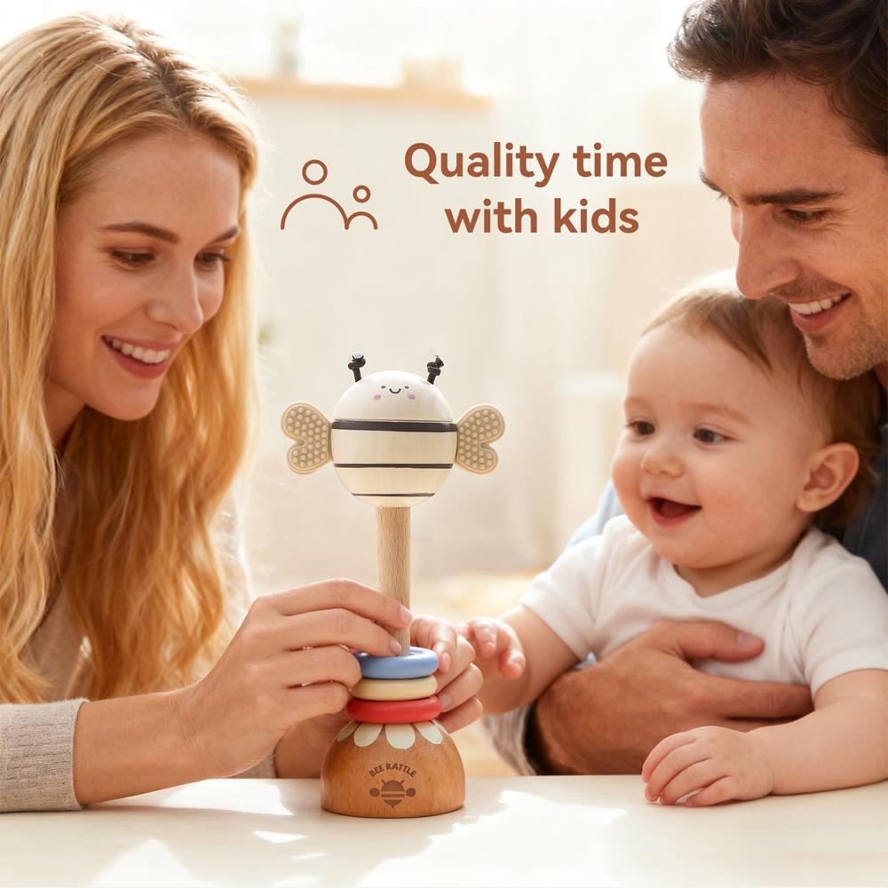 Musical Instruments Montessori Music Wooden Cartoon Bee Ringing Toy 0 12 Months Toys Kids Early Educational Wooden Instruments