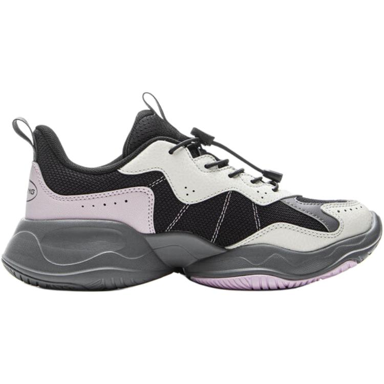 Li Ning Kids Sports Lifestyle Series Comfortable Versatile Rebound Low-Top Casual Shoes Unisex Casual Shoes Light-Gray Black YKCV250-6