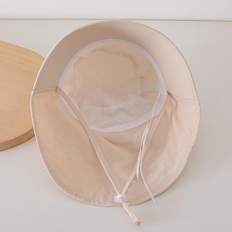 Summer Baby Sunscreen Hat Outdoor Thin Quick Drying Bucket Cap Anti UV Neck Protection Cover Solid Color Adjustable Kids Visors