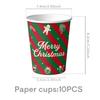 Red & Green Christmas Party Disposable Tableware Set: Tablecloth, Plates, Napkins, Decorations