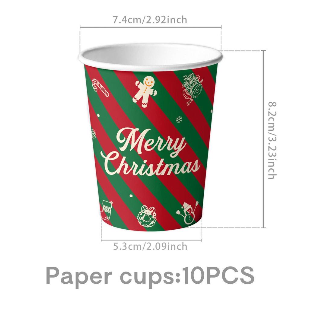 Red & Green Christmas Party Disposable Tableware Set: Tablecloth, Plates, Napkins, Decorations