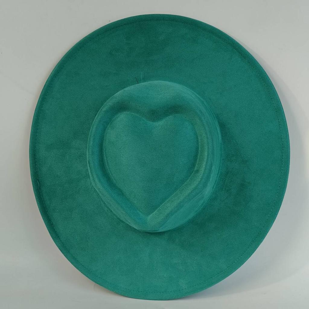 Men's vegan suede hat, women's heart-shaped crown logoengraving suitableforpyrographywide-brimmed hatcappelloluxuryhatsfor woman
