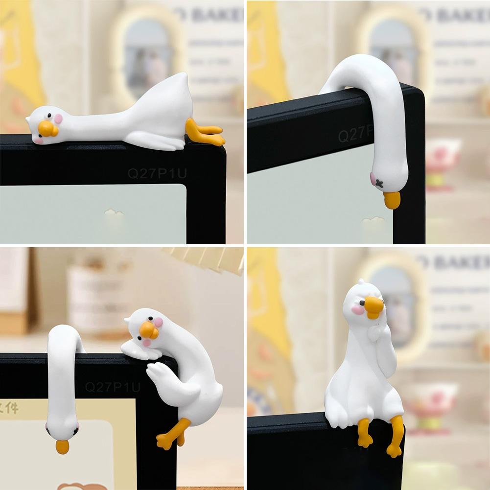 4/1 Stück Harz-Gänsefigur Fauche Ente Schreibtischzubehör Niedliche Mini Lustige Auto-Armaturenbrett-Statue Computer-Monitor-Dekoration