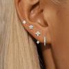4PCS Fashion Zircon Round Hoop Earring Set Women Temperament Flower Ear Stud Huggie Earring Tragus Piercing Cartilage Jewelry