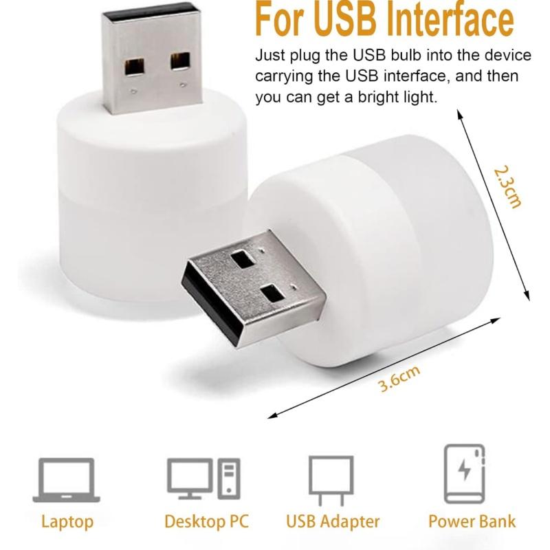 USB Night Light Mini LED Night Light USB Plug Lamp Power Bank Charging USB Book Lights Small Round Reading