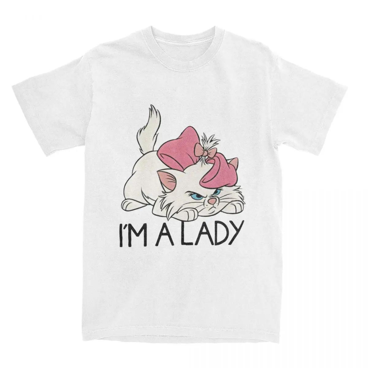 Футболки I m A Lady Marie Aristocats с милыми котами для мужчин и женщин из чистого хлопка, универсальная футболка с круглым воротником и коротким рукавом, уникальные топы S