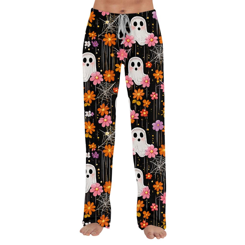 Women's Loose Fit Halloween Print Pajama Pants for and Sleep