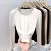 Women's European Style Velvet-Lined Long Sleeve Slimming T-Shirt for Autumn/Winter