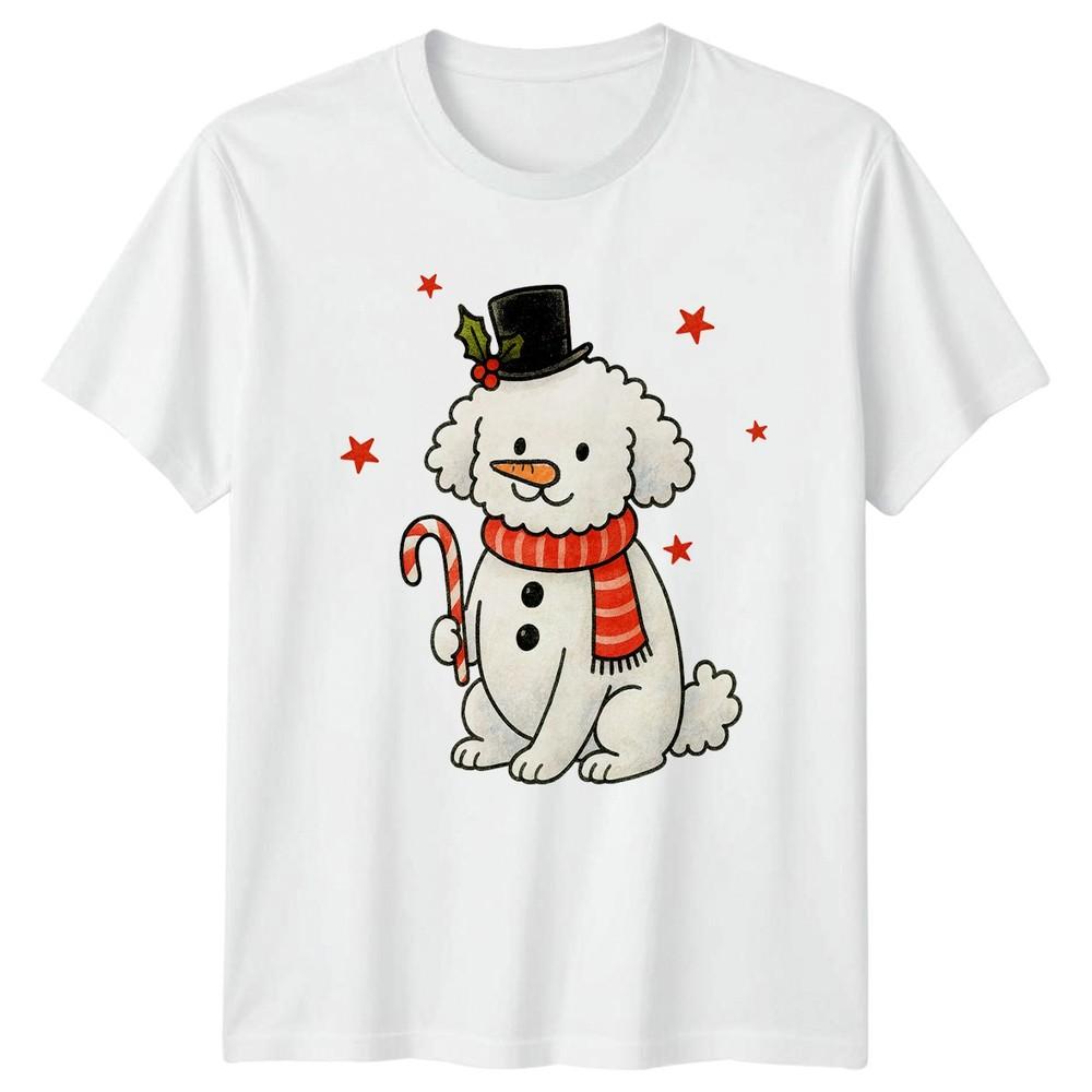 SnowUnisex Dog Christmas Holiday Unisex Unisexs Graphic Tee Canine Poodle S