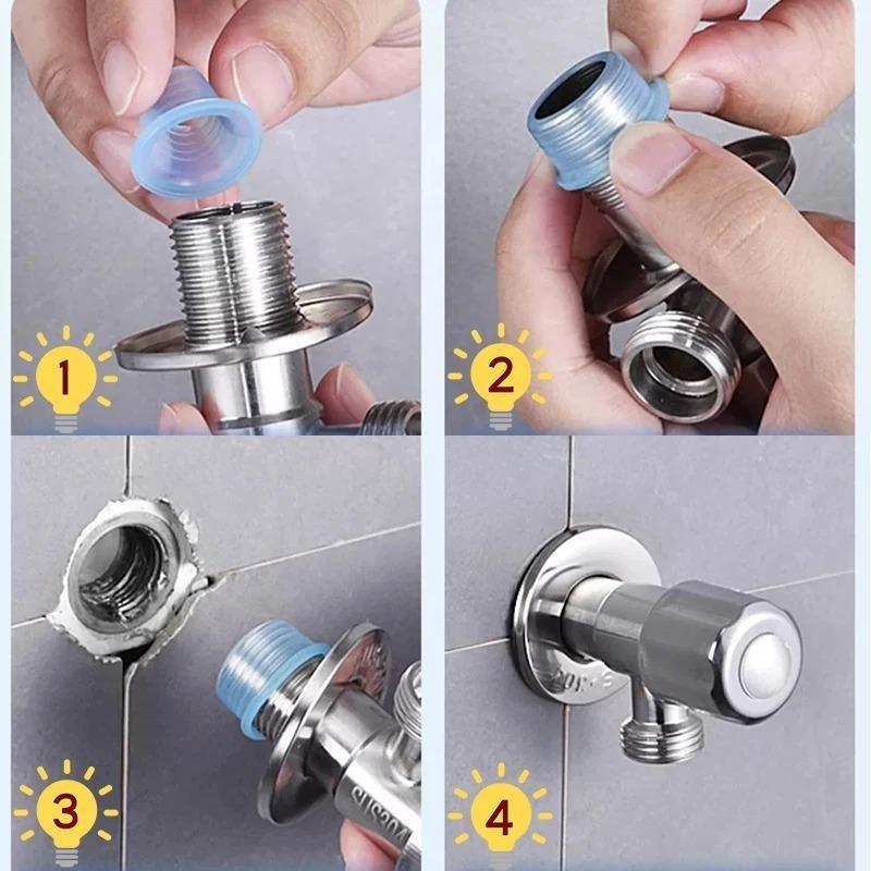 400Pcs Silicone Faucet Leak-proof Sealing Gasket Pipe Triangle Valve Washer Tap Hose Prevent Dripping   Leakage Plug Teflon Ta