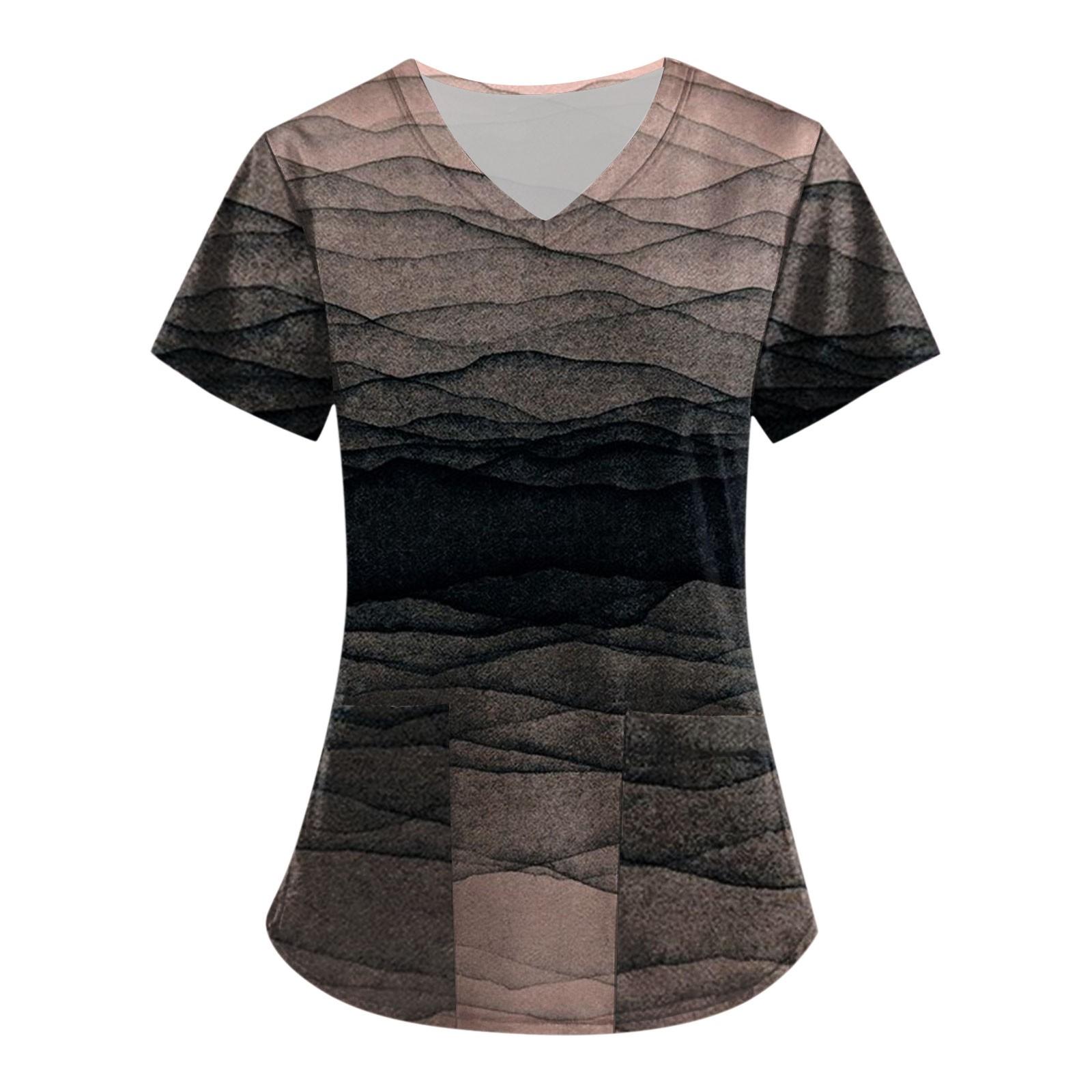 Женские топы с короткими рукавами и v-образным вырезом с принтом — фото 6