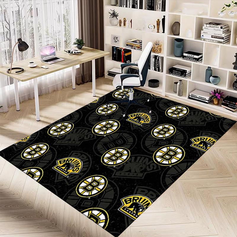 1PC Boston Bruins Non-Slip Floor Carpet Compatible for Office&Living Room&Bedroom&Dining Room - Flat - Weave Machine-S0399