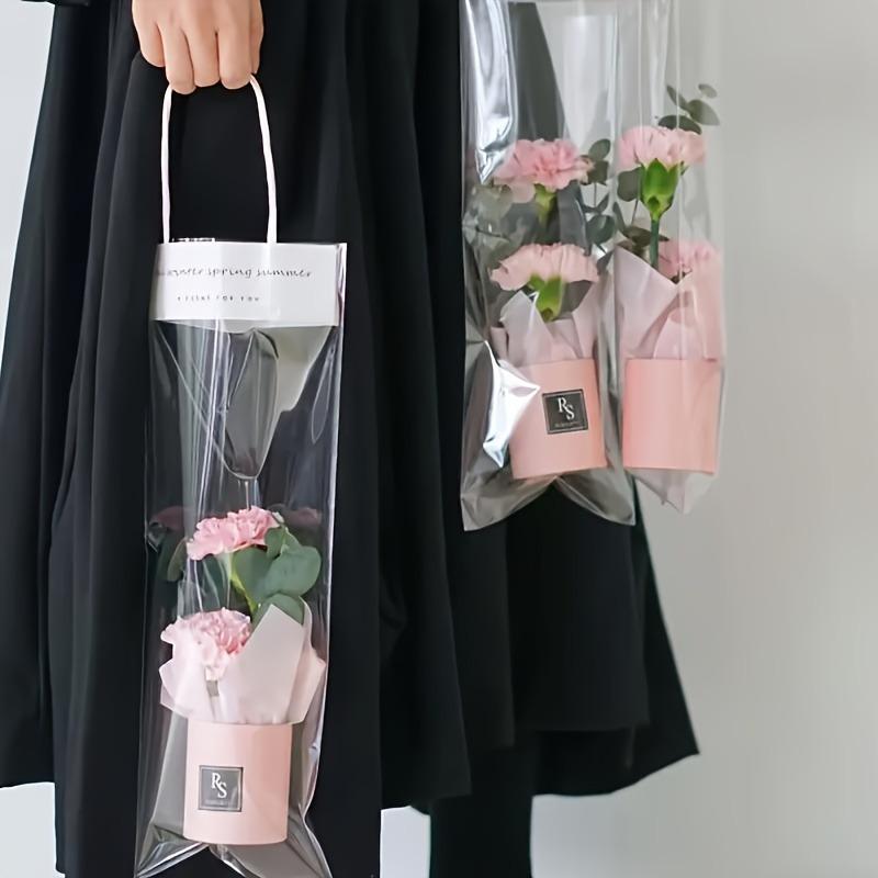 Transparent Plastic Flower Pattern Handbag | Gift Wrapping Supplies for Mother's Day, Weddings, Birthdays, Holiday Gifts