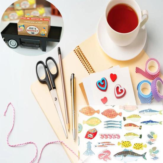 Miniaturní přepravní krabice sada samolepek s čipem samolepky na kelímky od zmrzliny samolepky s holografickou fólií opakovaně použitelné mini kartonové samolepky dárky pro milovníky tvoření