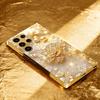 Elegant Golden Flower Sparkle phone case glass s26 ultra case s25 ultra case for Samsung Galaxy S26 S25 S24 S23 S22FE Ultra Plus