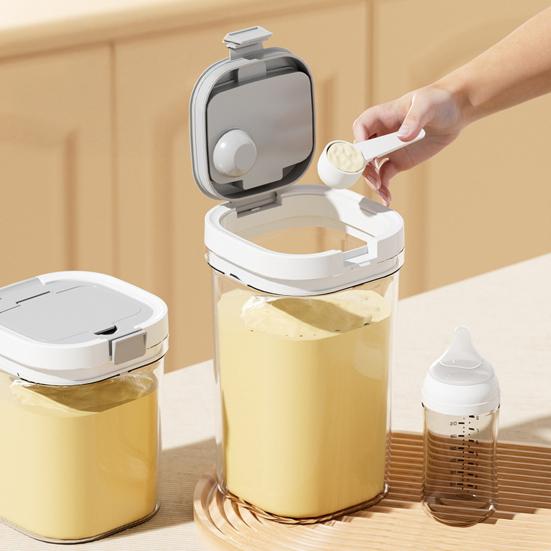 Sealed Milk Powder Jar Transparent Flour Canister Airtight Cereal Container with Scoop Leakproof Food Storage Jar for Cupboard Countertop Pantry