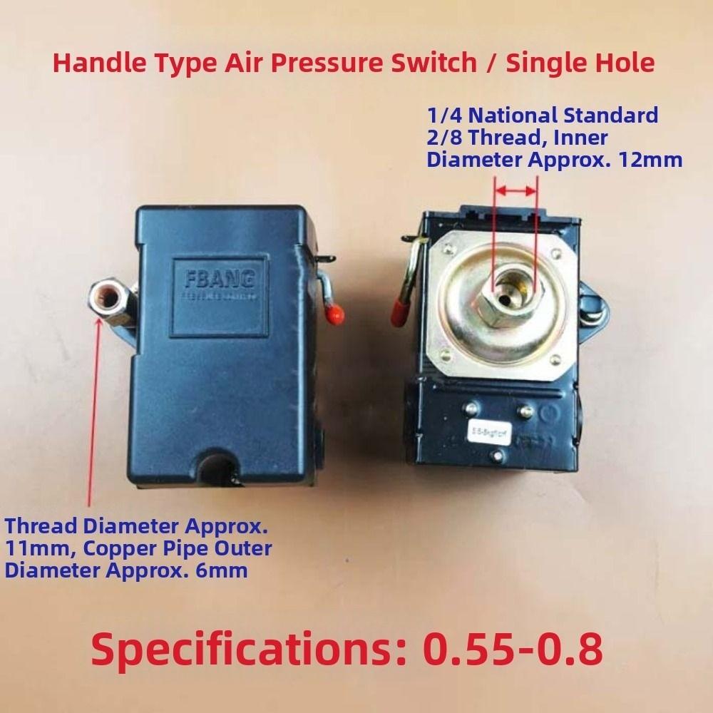 

90-120 PSI Handle Pressure Switch Replacement Parts 220V Horizontal Control Valve 1 Ports 5-8 Bar Air Pressure Controller Black