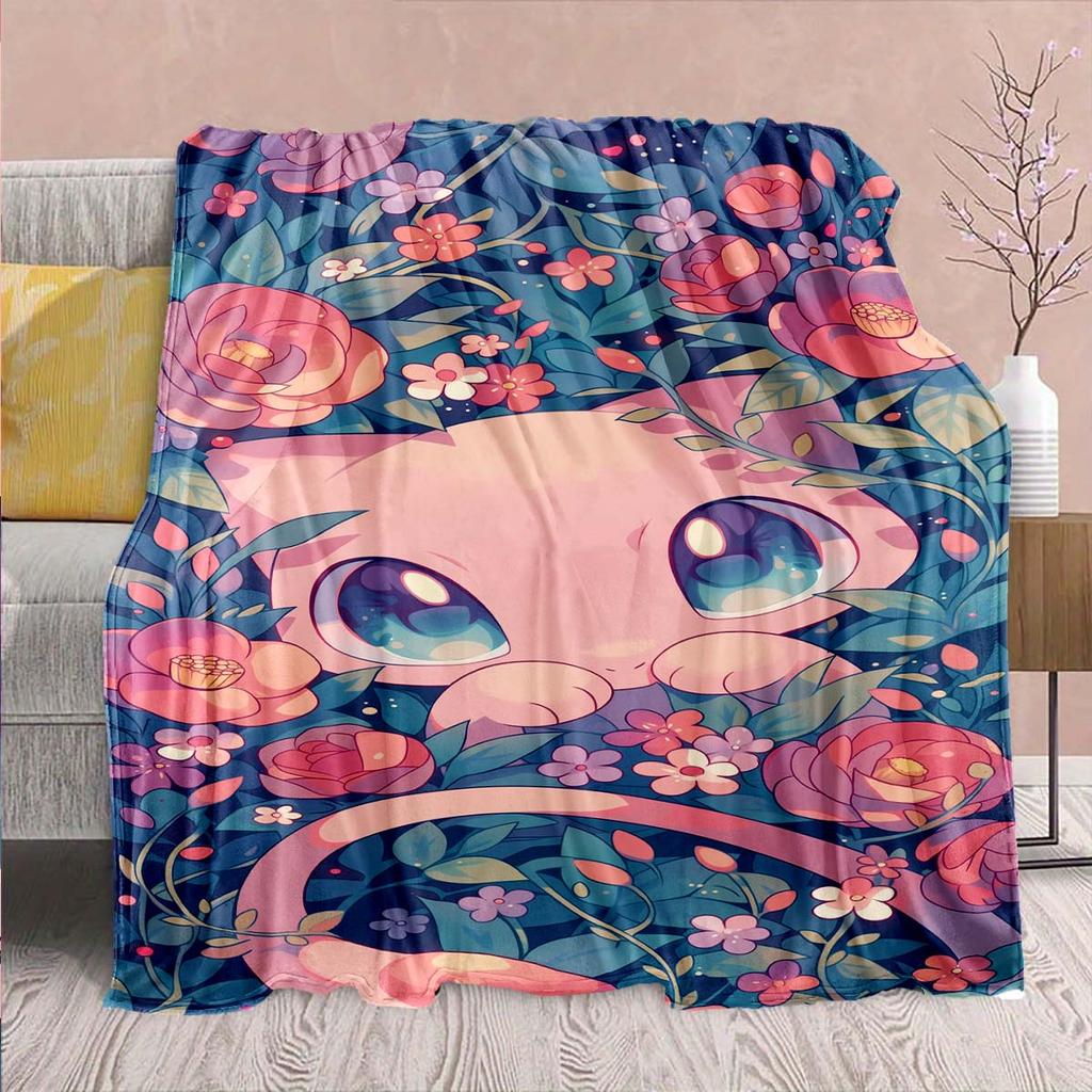 Pokémon Anime Flannel Blanket - Soft Warm Perfect for Sofa, Bedding Camping Travel Office Home Decor -QJY