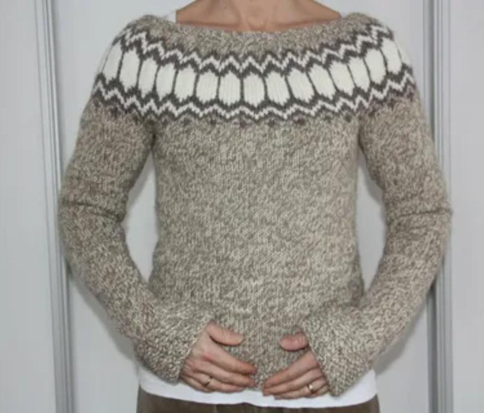 Women's Color Block Round Neck Loose Knit Pullover Sweater