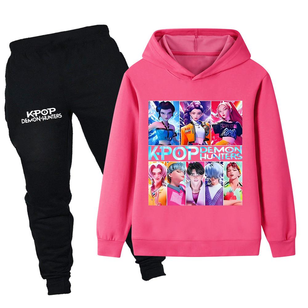 PB1230 Kinder Jungen Mädchen Kpop Mira Zoey Rumi Sajaboys Print Langarm Kapuzenpullover Hose Hosen Kleidung Sets