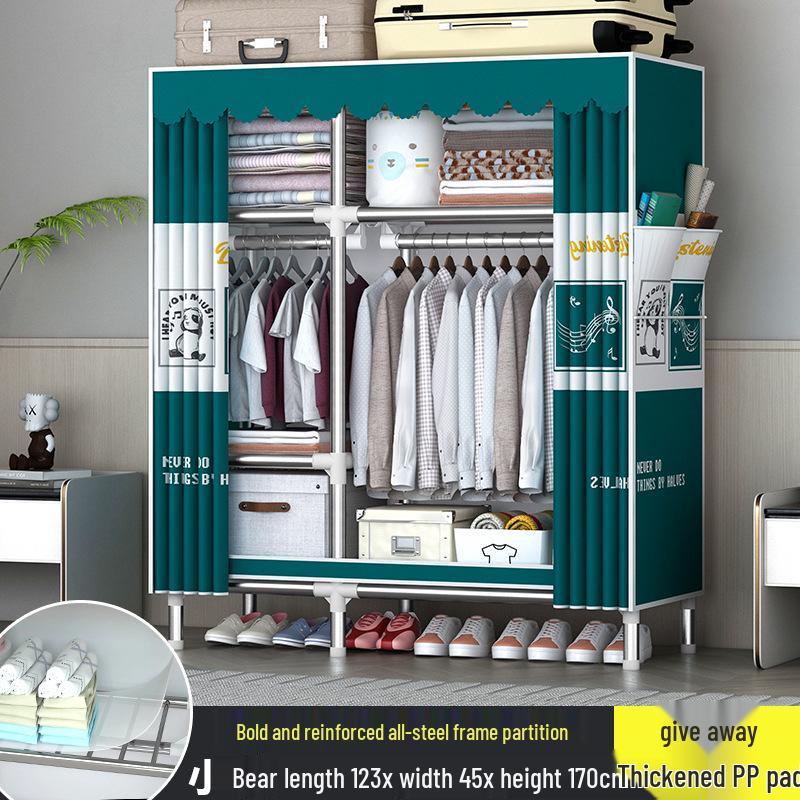 Sturdy All-Steel Cloth Wardrobe: Durable Bedroom Storage Cabinet for Easy Assembly