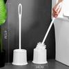 White Long Handle Toilet Brush with Base