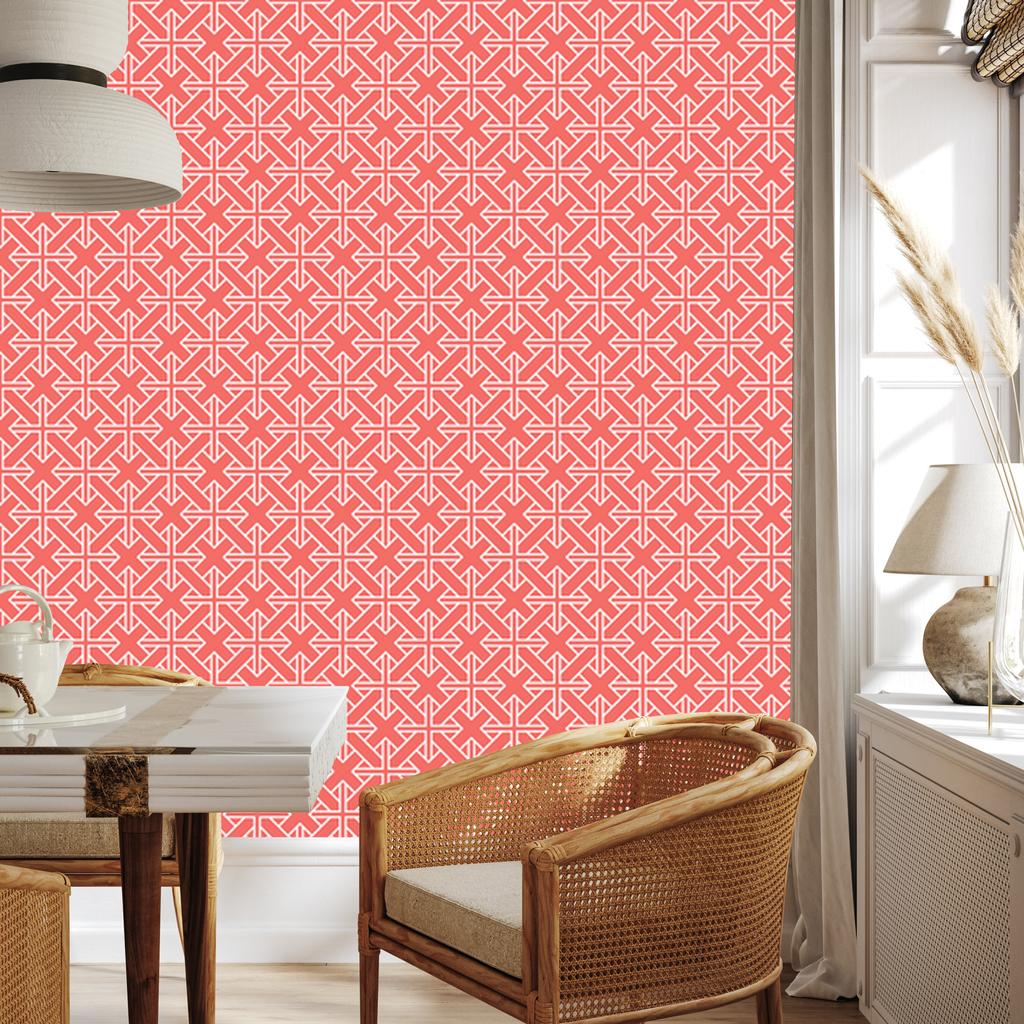 Wallpaper Geometric Coral Pattern, Coral Background for Living Room and Bedroom 50x1000