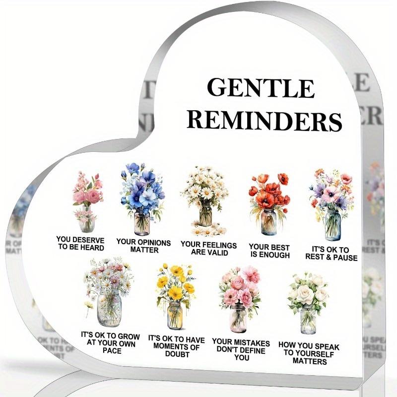 Gentle Reminders Flower Heart - Positive Affirmations Decor for Mental Health Spaces чистый