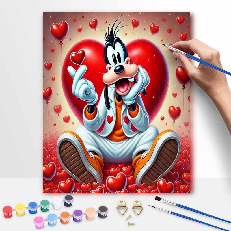 Disney Goofy Love Heart Oil Paint Hand Painting Kit Decoration Classic Style Home Decor Gifts For Valentines Day Art Collection Set