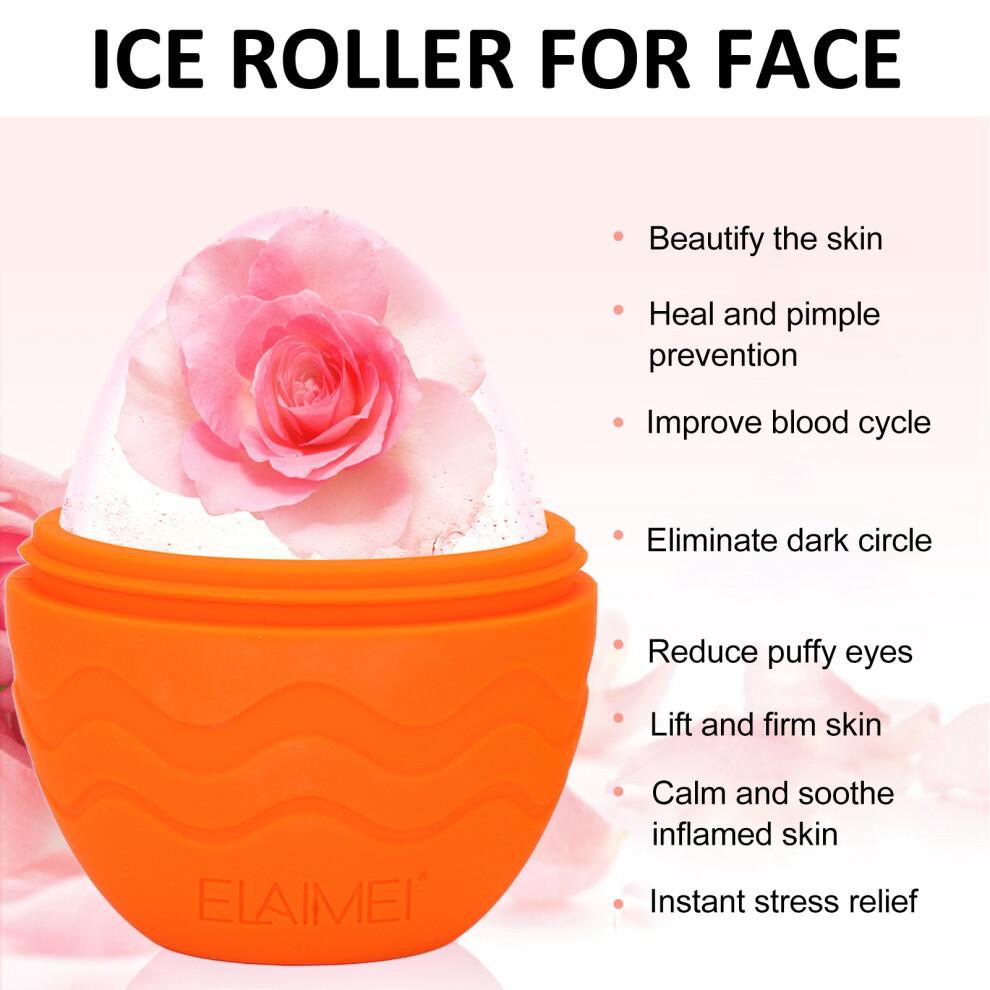 Egg Shaped Silicone Ice Face Roller for Puffiness, Dark Circles, Skin Firming, Orange