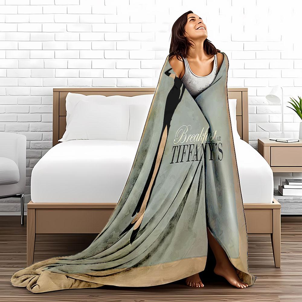 Elegant Woman with Cat Blanket for all seasons blanket lunch break throw gift