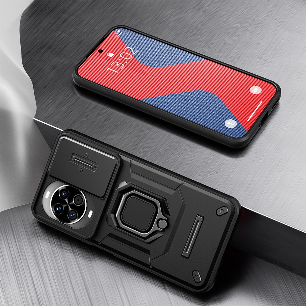 KEYSION Shockproof Case for Huawei nova 14 14 Pro Slide Camera Protection Metal Ring Stand Phone Back Cover for Huawei nova14Pro