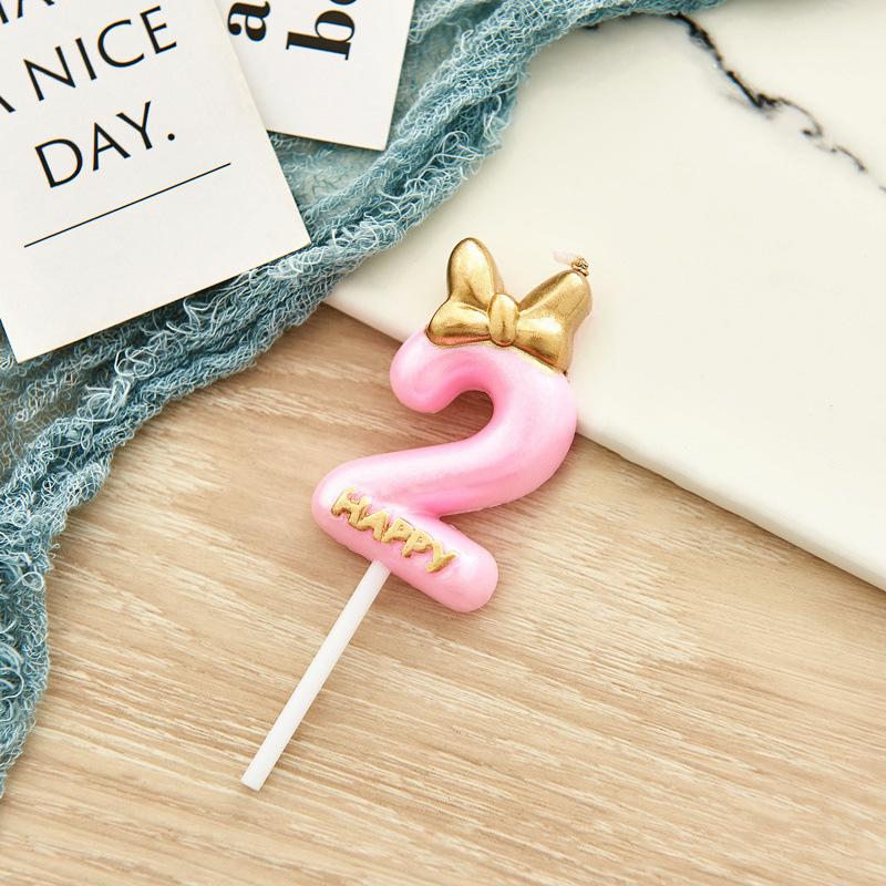 1PC Digital Birthday Wedding Party Cupcake Decor Bowknot Princess Number Candles Cute