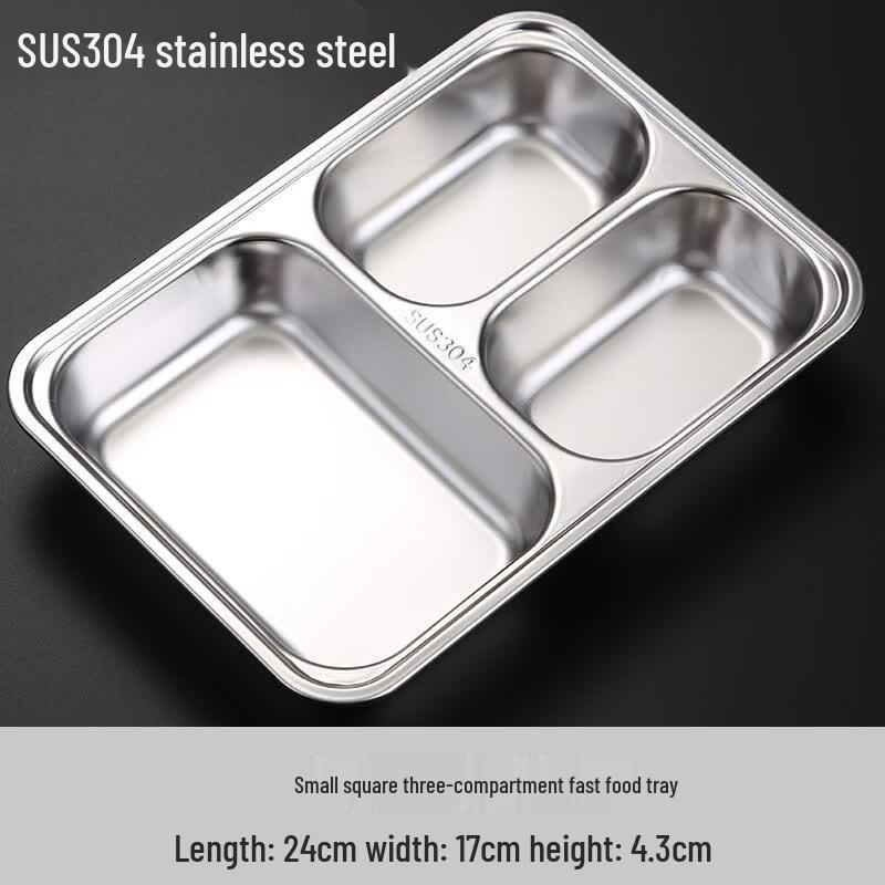 

ZISIZ Stainless Steel 3-Compartment Lunch Plate