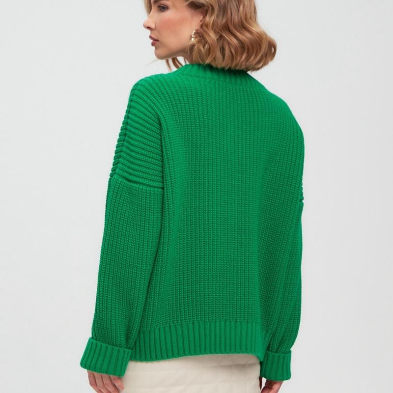 Damski sweter jesienno-zimowy z dekoltem w szpic, w jednolitym kolorze, z długim rękawem, luźnym, dzianinowym swetrem na wszystkie mecze