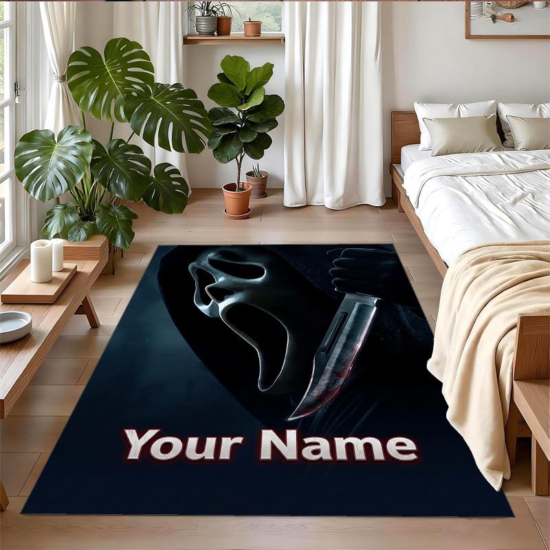 Crystal Velvet Rug Custom Name Text, Soft Non Slip Floor Mat Home DecorScream Ghostface